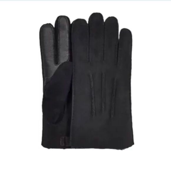 NWT UGG Contrast Sheepskin Men's Black Suede Gloves - Picture 2 of 5